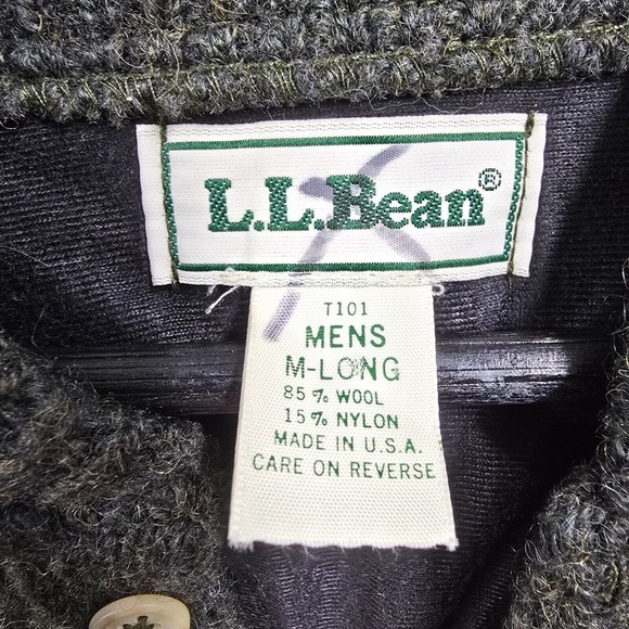 LL Bean Mens Wool Henley Pullover Jacket Size Medium Long Green Outdoor Vintage - Picture 4 of 11
